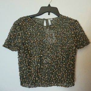 Asos Green Sequin Top Size 4 NWT